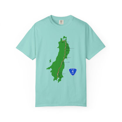 国道4号線 日本橋～青森ルートマップ Tシャツ｜ユニセックス コットンTシャツ
