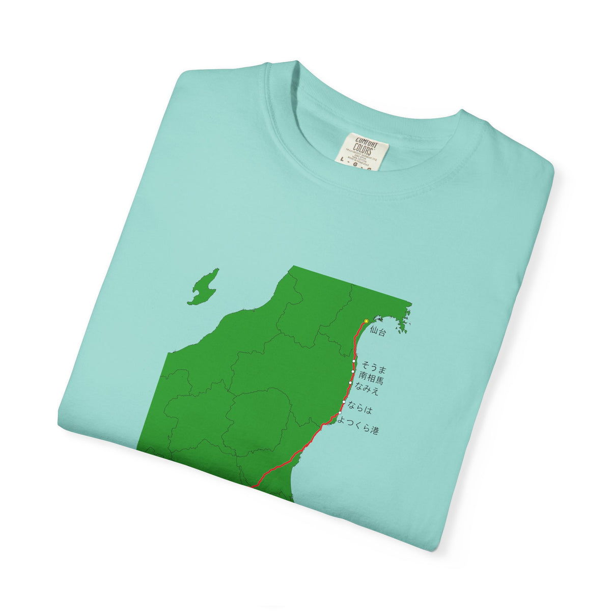 国道６号線 日本橋～仙台ルートマップ Tシャツ｜ユニセックス コットンTシャツ