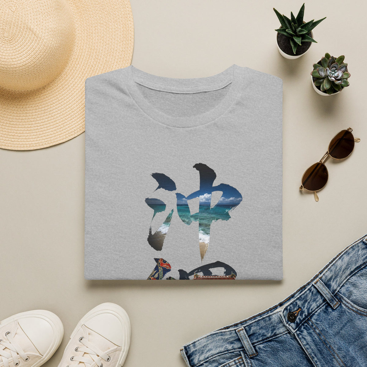 沖縄 風景漢字 Tシャツ｜大自然アート｜ユニセックス コットンTシャツ