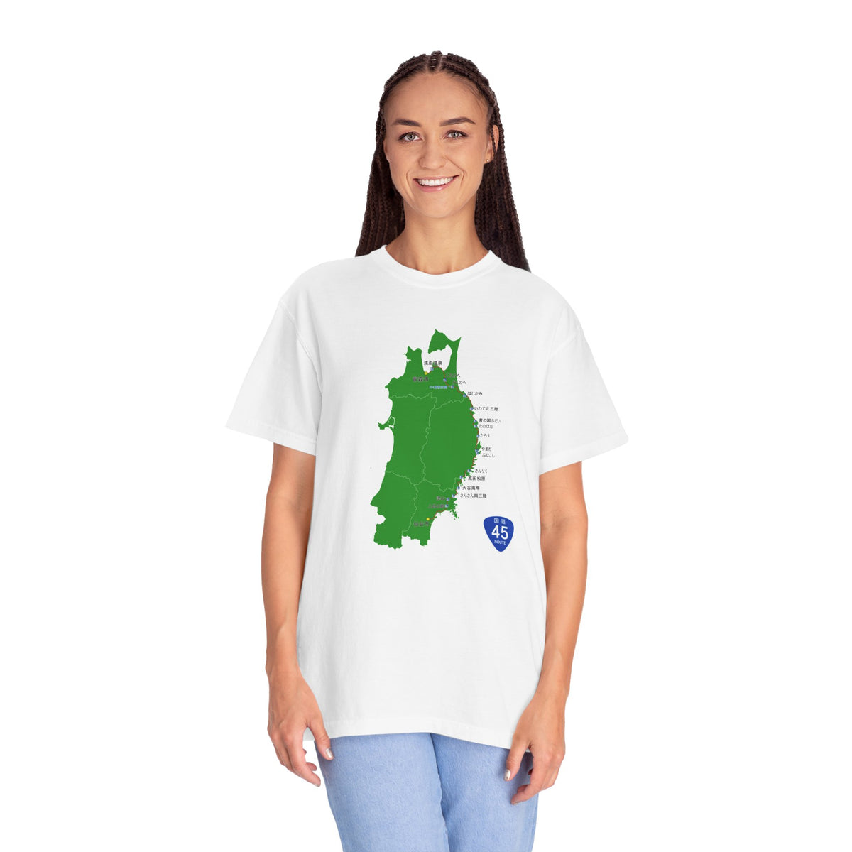 国道４５号線 仙台～青森ルートマップ Tシャツ｜ユニセックス コットンTシャツ