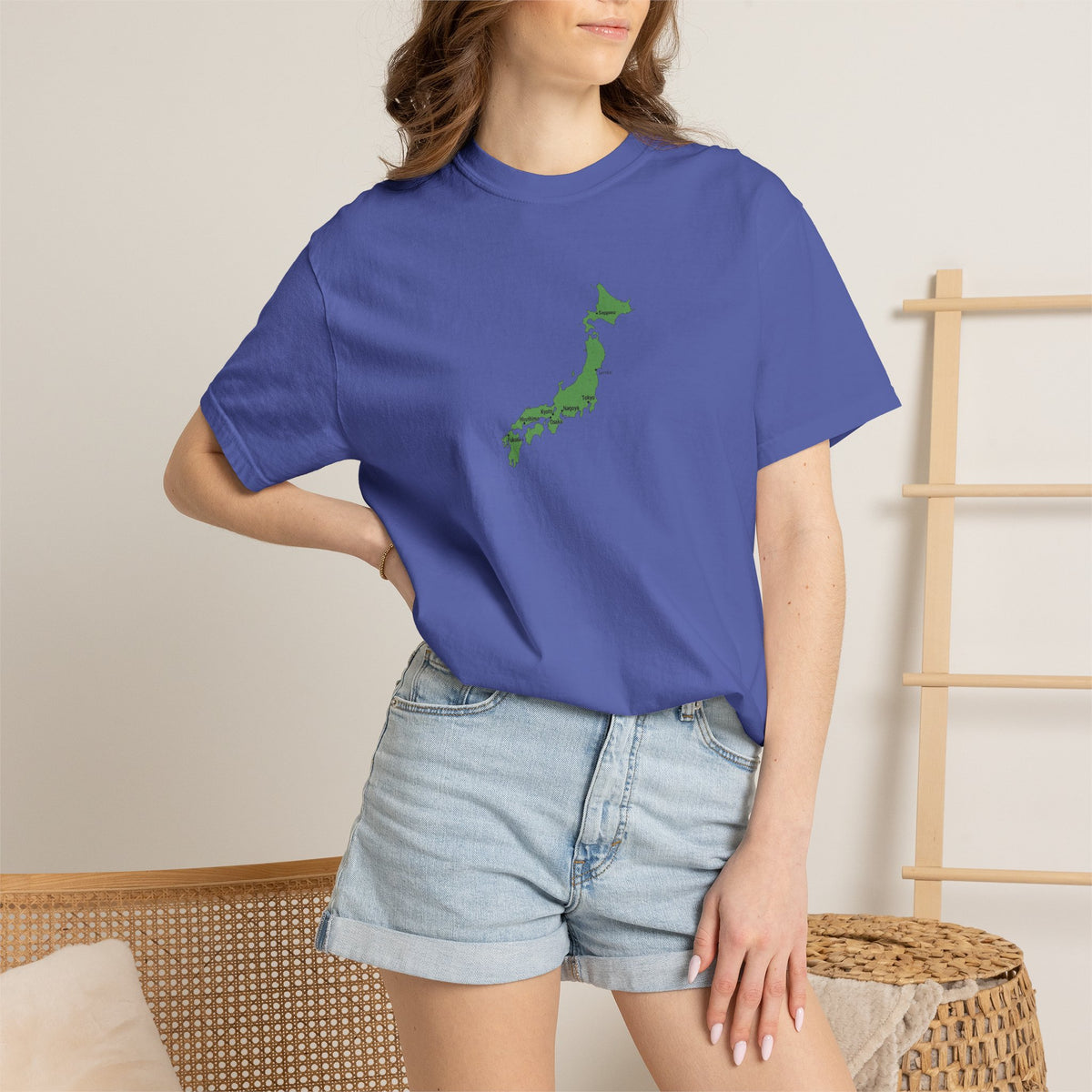 日本列島マップ Tシャツ｜主要都市入り｜Japan Map｜ユニセックス コットンTシャツ