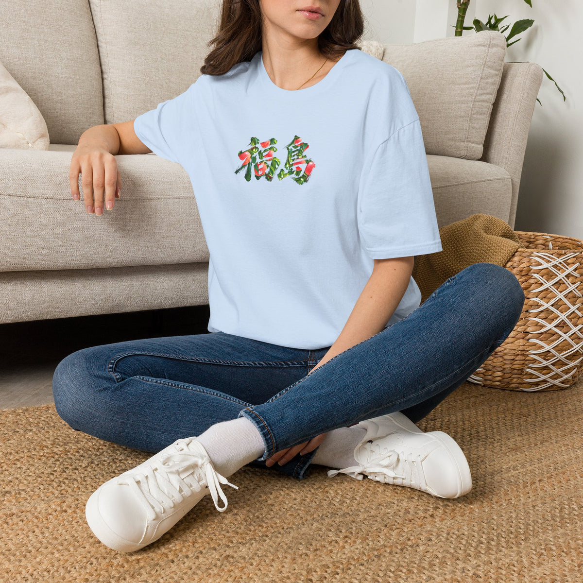 福島 桃 Tシャツ｜福島県・桃畑・毛筆漢字デザイン
