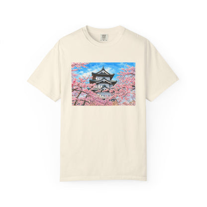 弘前城と桜 Tシャツ｜日本の春風景｜ユニセックス コットンTシャツ