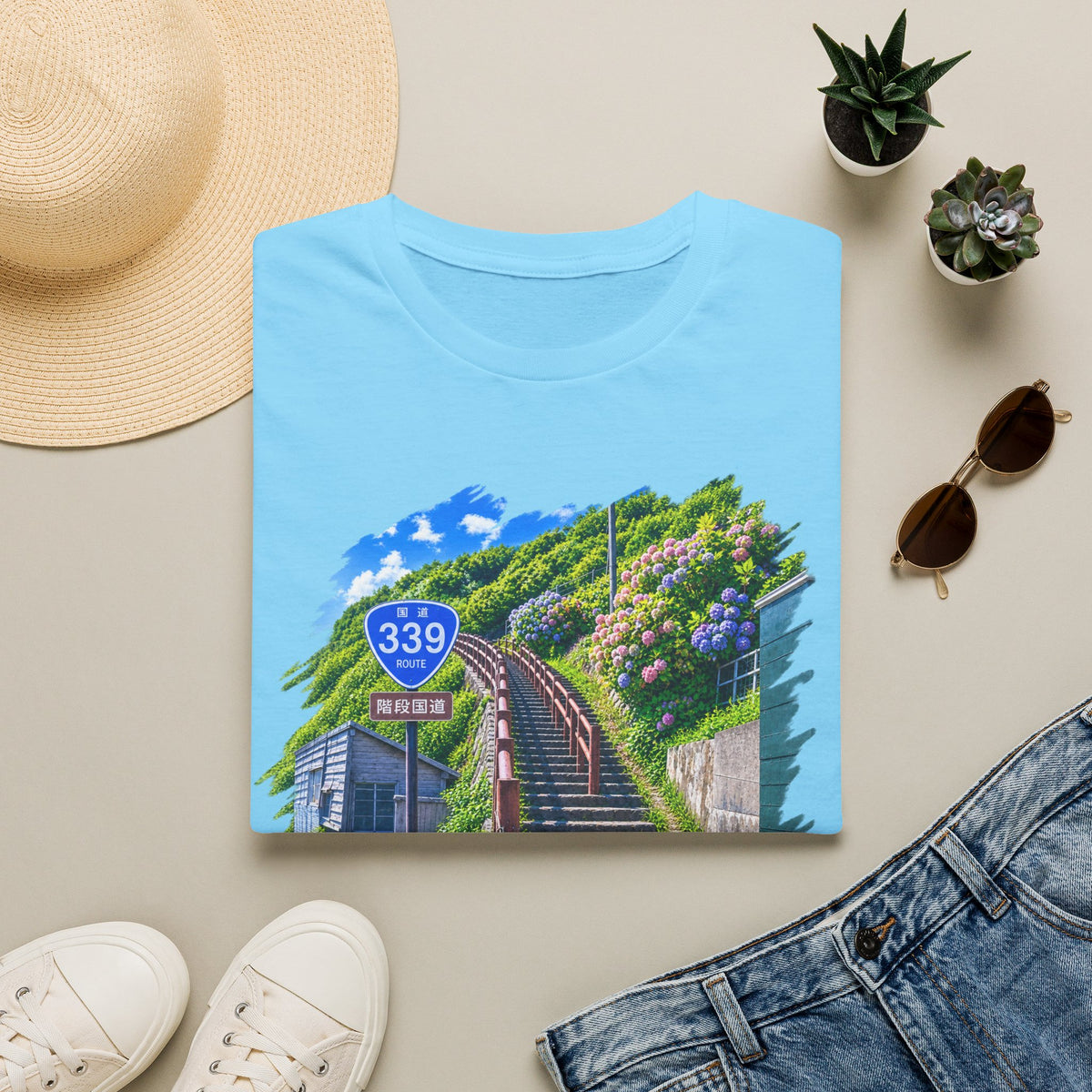国道３３９号線　階段国道Tシャツ　 — 青森　道の駅４ヵ所ルートマップ