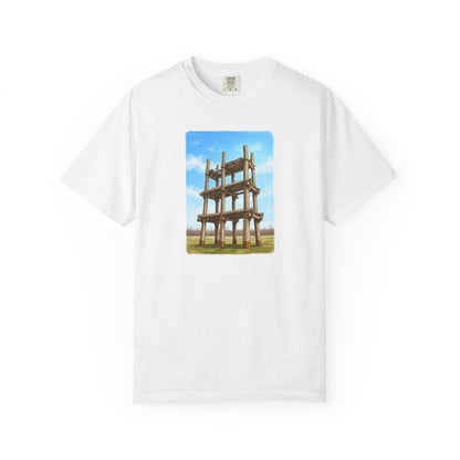 三内丸山遺跡 Tシャツ｜大型掘立柱建物｜縄文文化デザイン｜ユニセックス コットンTシャツ
