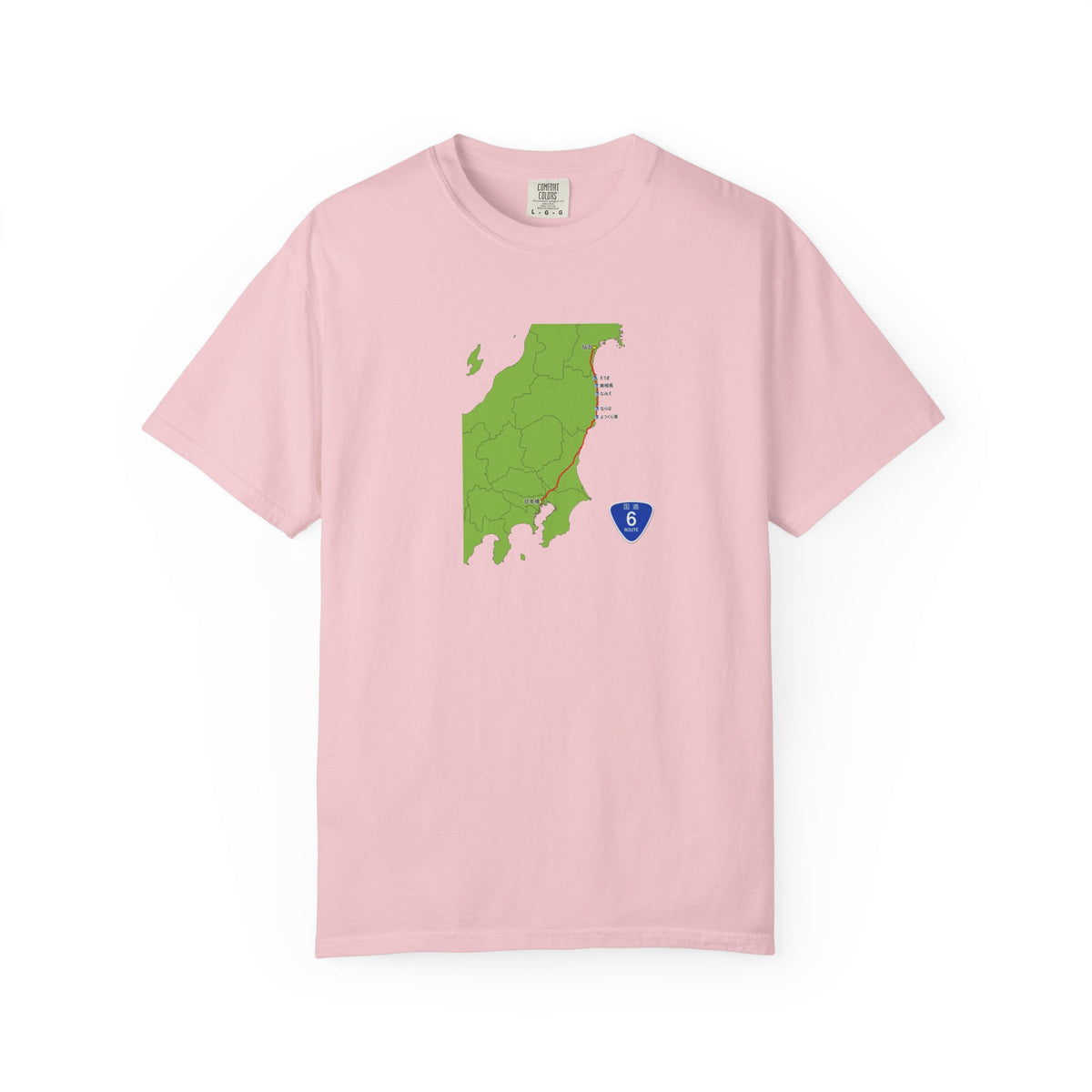 国道６号線 日本橋～仙台ルートマップ Tシャツ｜ユニセックス コットンTシャツ