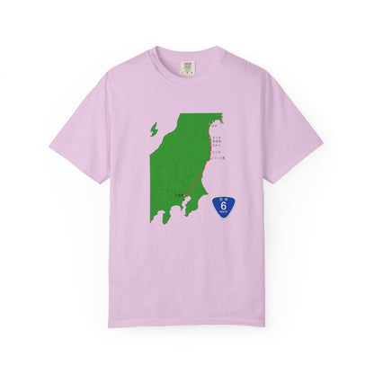 国道６号線 日本橋～仙台ルートマップ Tシャツ｜ユニセックス コットンTシャツ