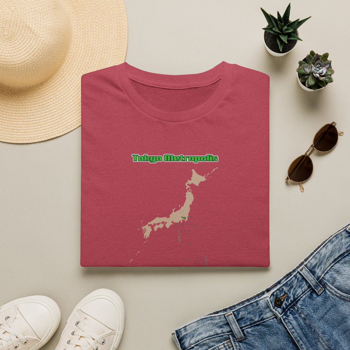 東京都 地図デザインTシャツ｜TOKYO METROPOLIS・伊豆諸島・小笠原諸島｜ユニセックス コットンTシャツ