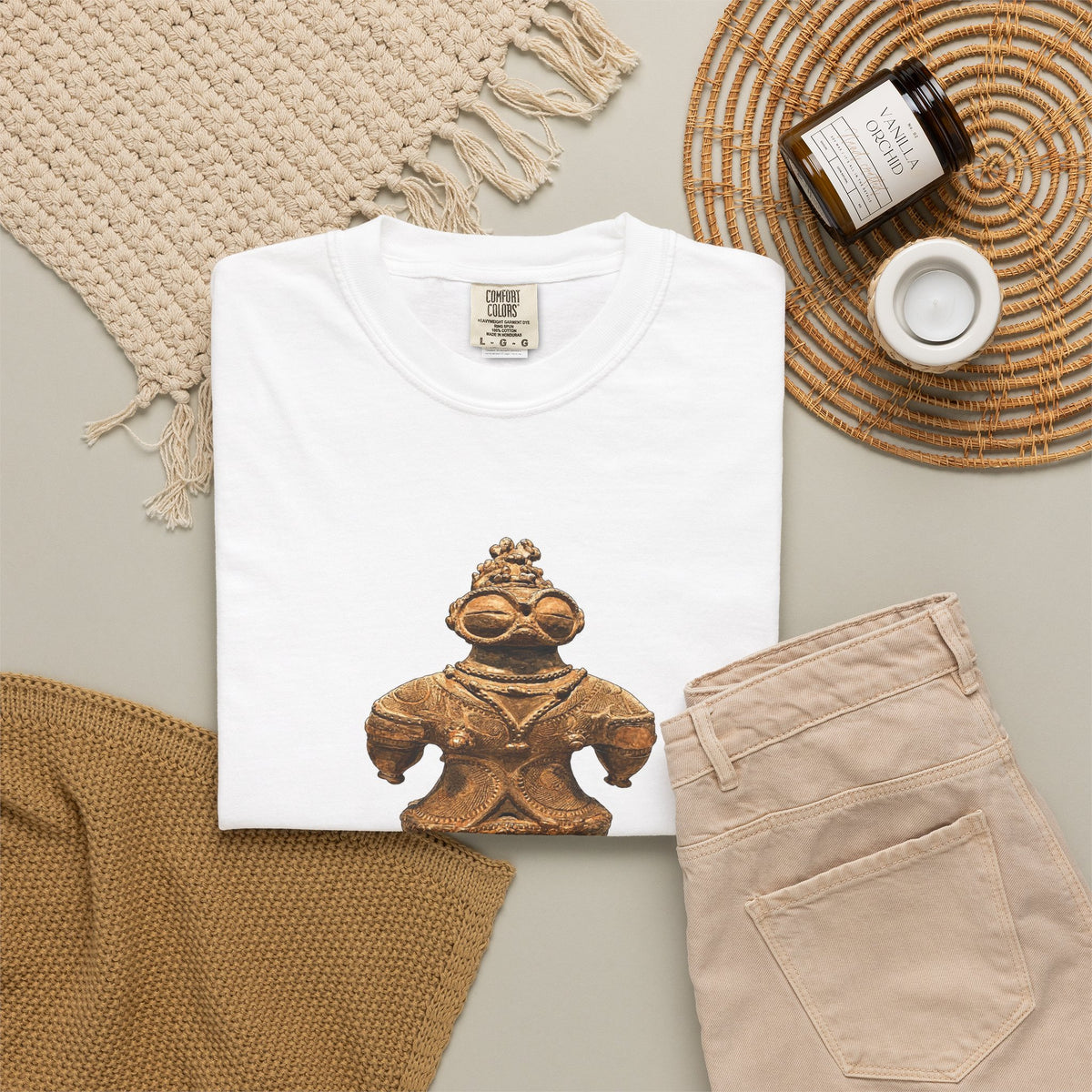 遮光器土偶 Tシャツ｜縄文文化デザイン｜ユニセックス コットンTシャツ