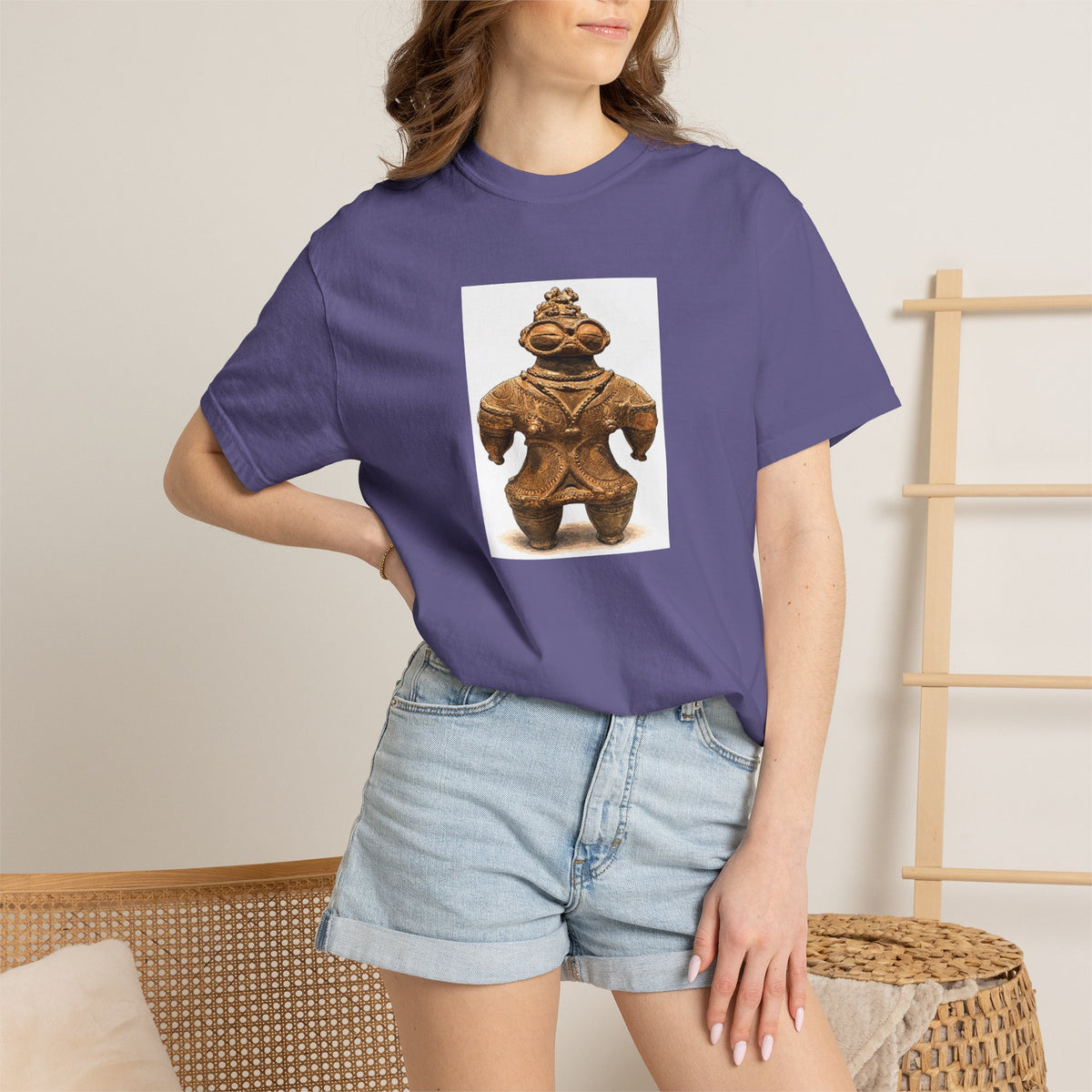 遮光器土偶 Tシャツ｜縄文文化デザイン｜ユニセックス コットンTシャツ