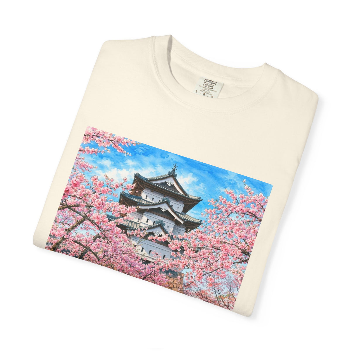 弘前城と桜 Tシャツ｜日本の春風景｜ユニセックス コットンTシャツ