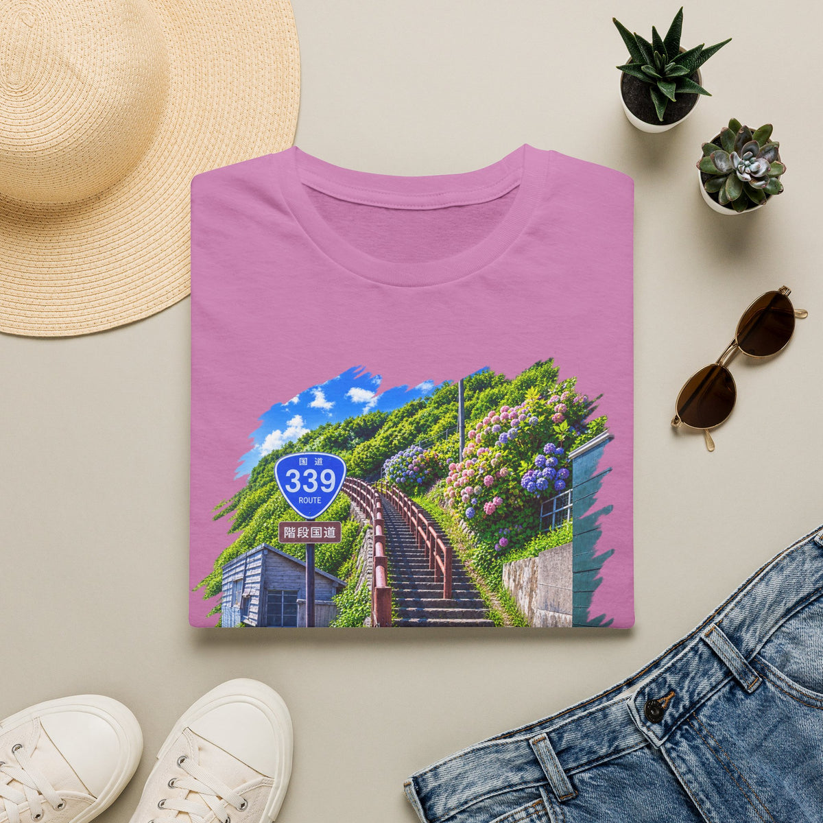 国道３３９号線　階段国道Tシャツ　 — 青森　道の駅４ヵ所ルートマップ