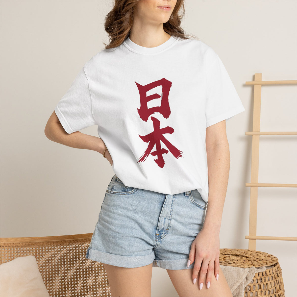 日本 Red Kanji Calligraphy T-Shirt | Hinomaru Inspired Brush Art Tee