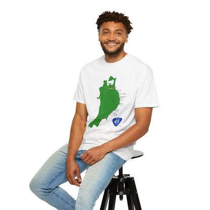 国道４５号線 仙台～青森ルートマップ Tシャツ｜震災復興｜ユニセックス コットンTシャツ