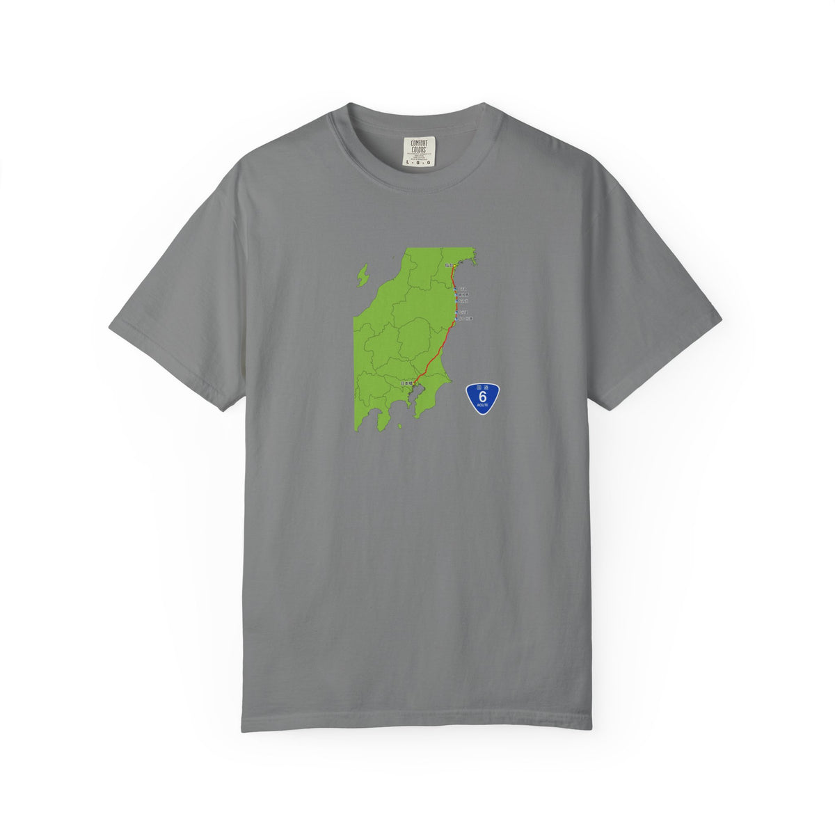 国道６号線 日本橋～仙台ルートマップ Tシャツ｜ユニセックス コットンTシャツ