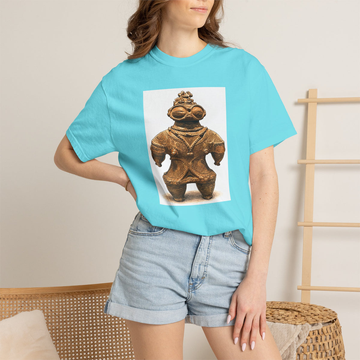遮光器土偶 Tシャツ｜縄文文化デザイン｜ユニセックス コットンTシャツ