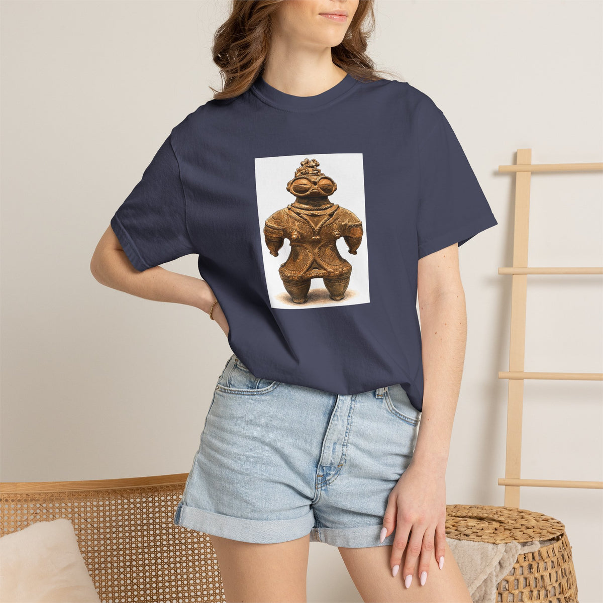 遮光器土偶 Tシャツ｜縄文文化デザイン｜ユニセックス コットンTシャツ