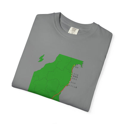 国道６号線 日本橋～仙台ルートマップ Tシャツ｜ユニセックス コットンTシャツ