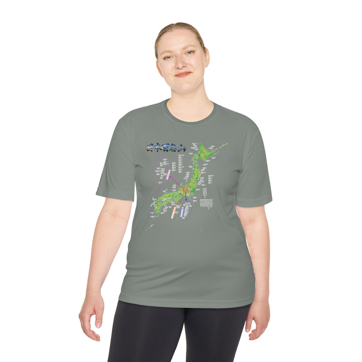 日本百名山マップTシャツ（チェックボックス付）｜100名山・標高記載・速乾ユニセックス・見やすさ重視マップ・ポリエステル１００％