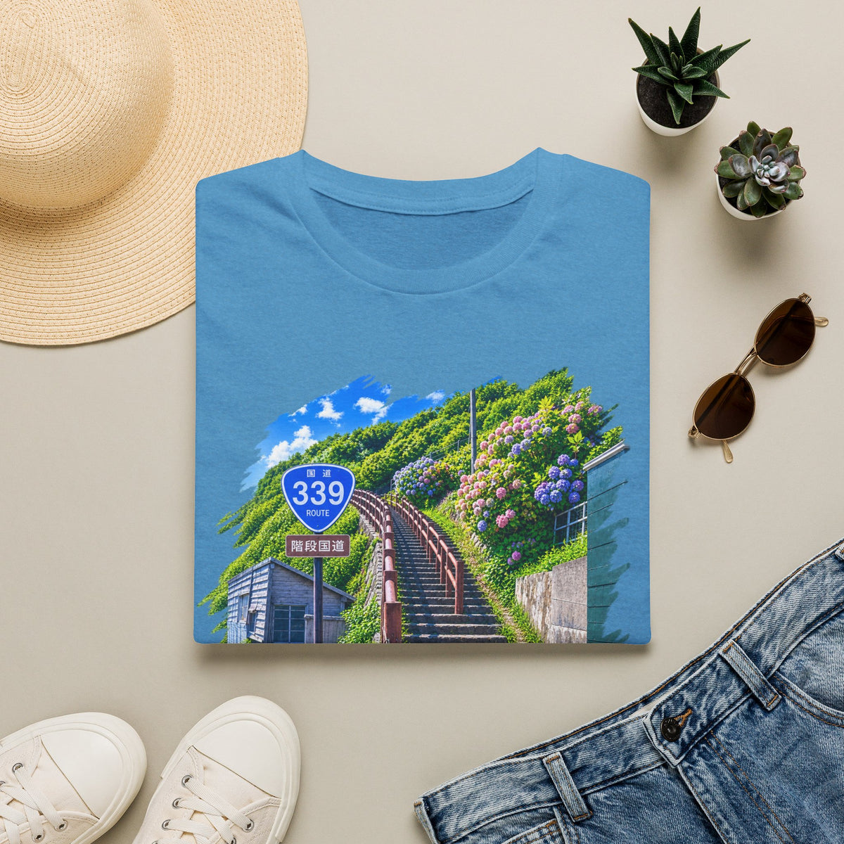 国道３３９号線　階段国道Tシャツ　 — 青森　道の駅４ヵ所ルートマップ