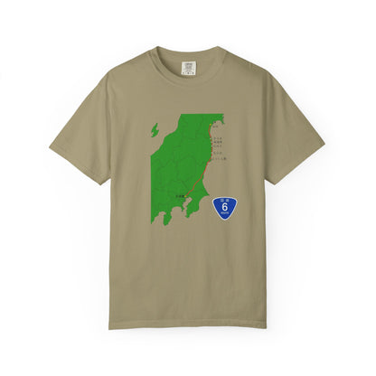 国道６号線 日本橋～仙台ルートマップ Tシャツ｜ユニセックス コットンTシャツ