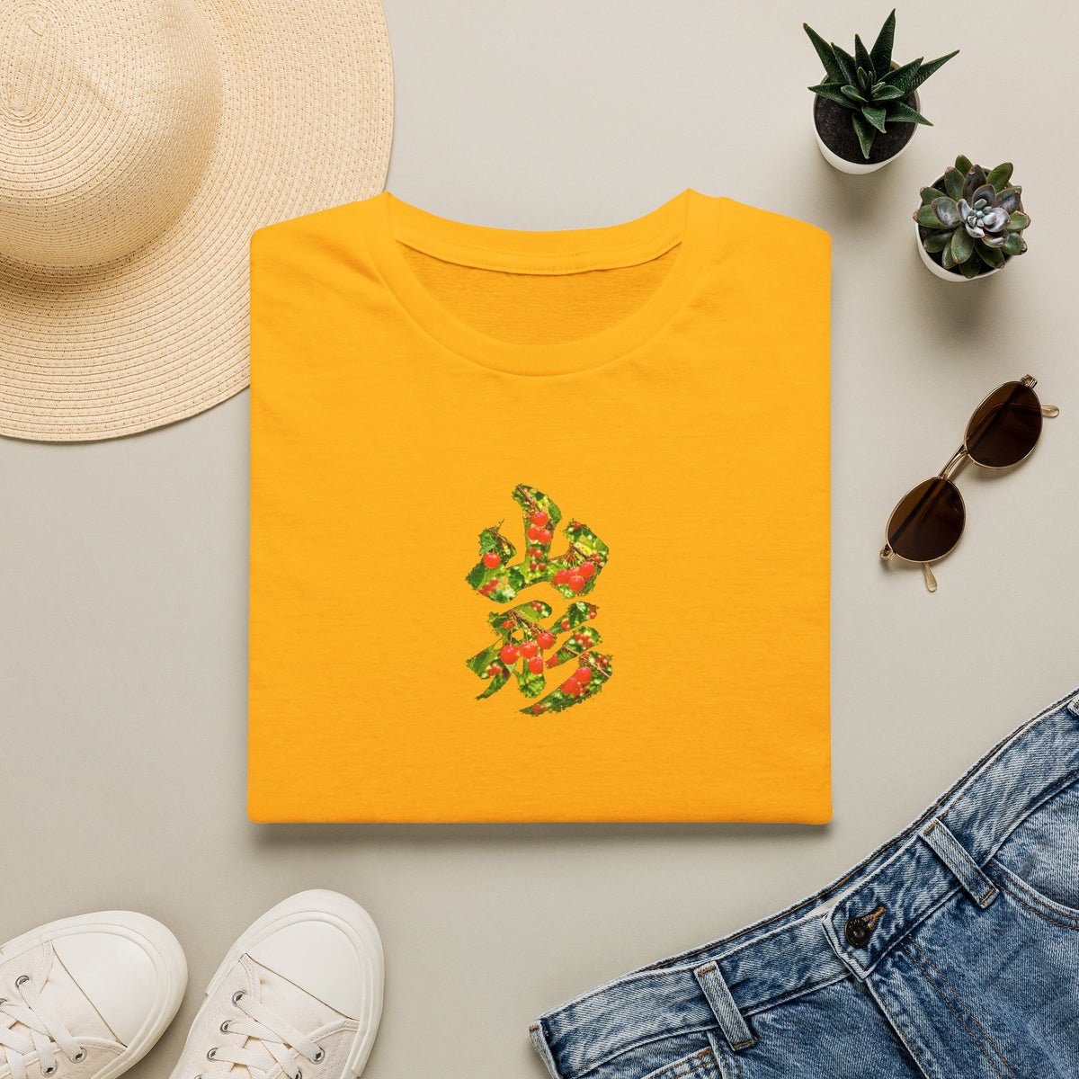 山形 Yamagata Cherry Kanji Art T-Shirt | Japanese Orchard Design