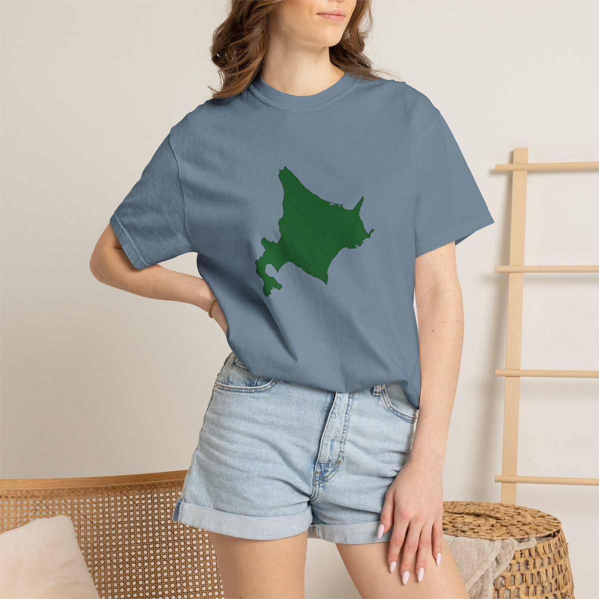 北海道 地図デザイン Tシャツ｜ユニセックス コットンTシャツ