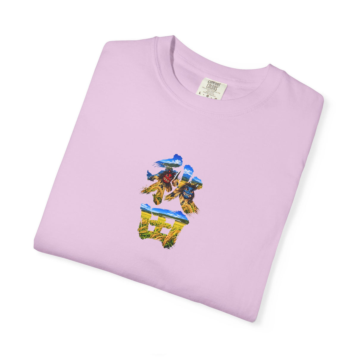 秋田　なまはげ　と　稲穂　毛筆Tシャツ｜男鹿半島・田んぼ風景デザイン