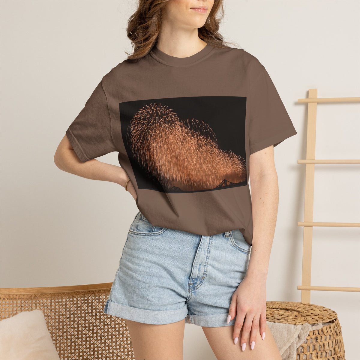 不死鳥のごとき大輪の華Tシャツ（2026年版） — 日本三大花火の街、2026年、長生橋、復興祈願の巨大花火