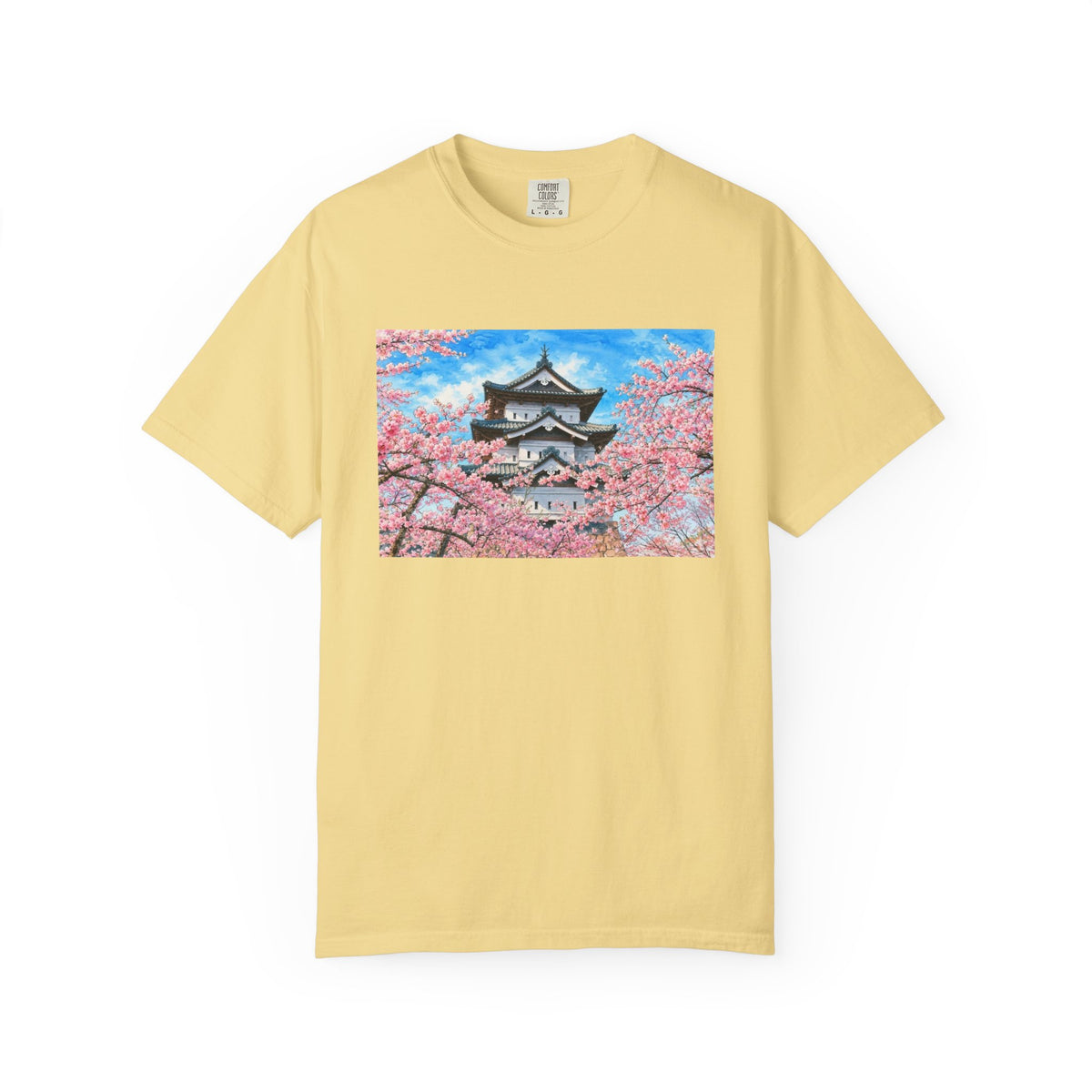 弘前城と桜 Tシャツ｜日本の春風景｜ユニセックス コットンTシャツ