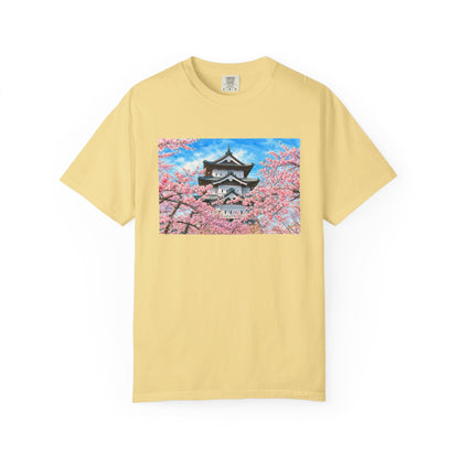 弘前城と桜 Tシャツ｜日本の春風景｜ユニセックス コットンTシャツ