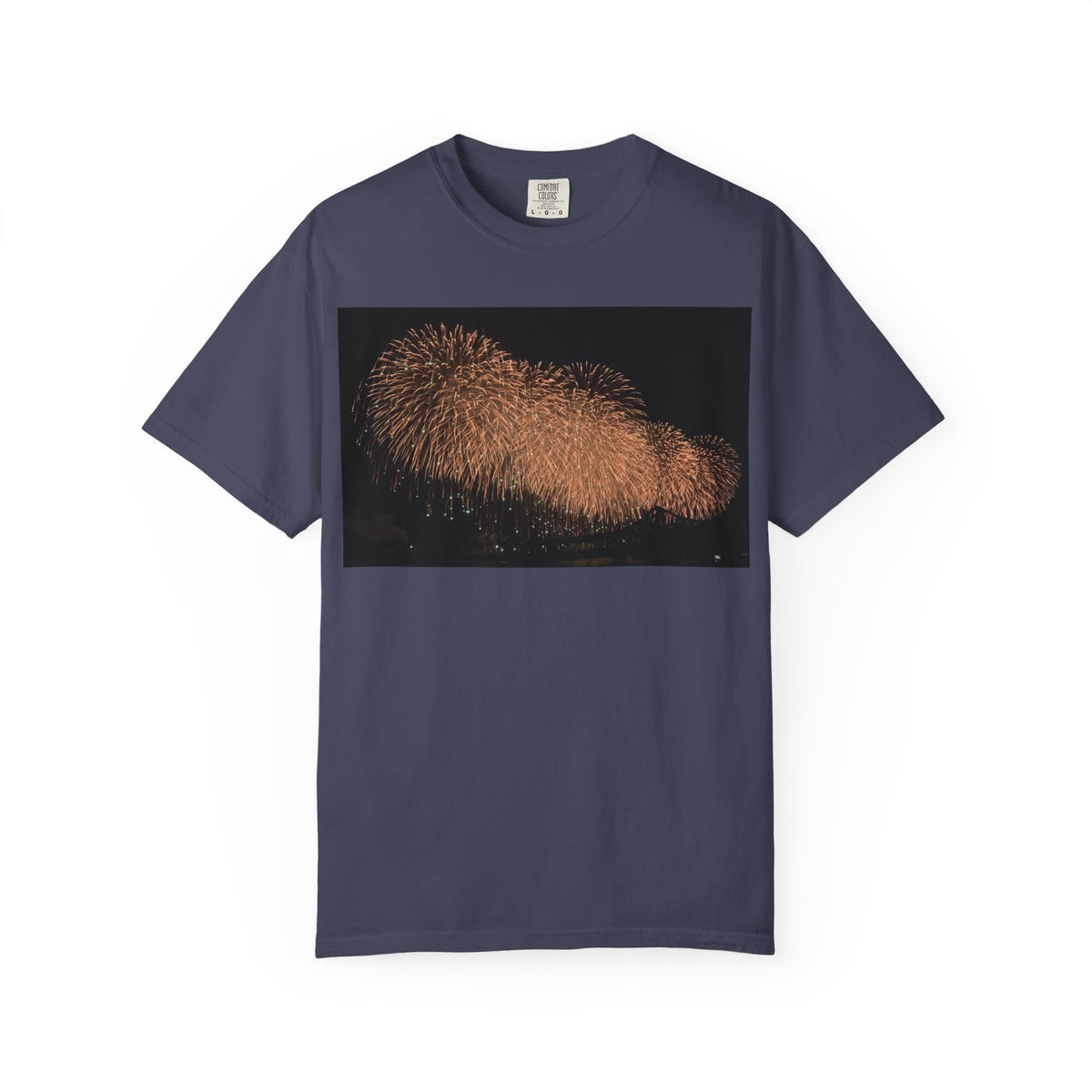 夜空を彩る大輪の華Tシャツ（2026年版） — 日本三大花火の街、2026年、長生橋、超大型ベスビアス風大花火