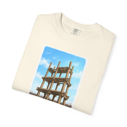 三内丸山遺跡 Tシャツ｜大型掘立柱建物｜縄文文化デザイン｜ユニセックス コットンTシャツ