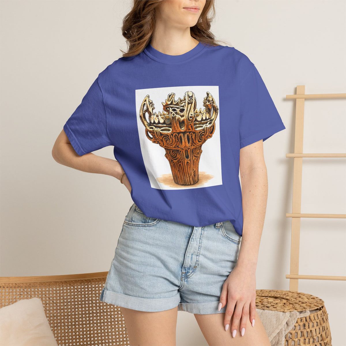 火焔型土器 Tシャツ｜縄文文化デザイン｜ユニセックス コットンTシャツ