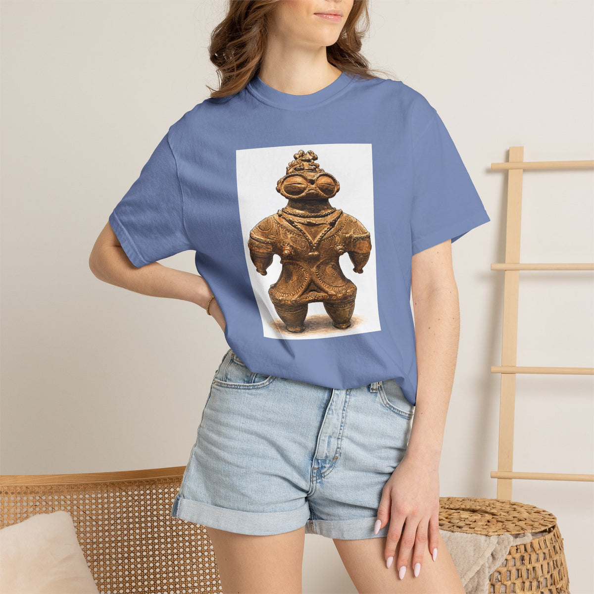 遮光器土偶 Tシャツ｜縄文文化デザイン｜ユニセックス コットンTシャツ