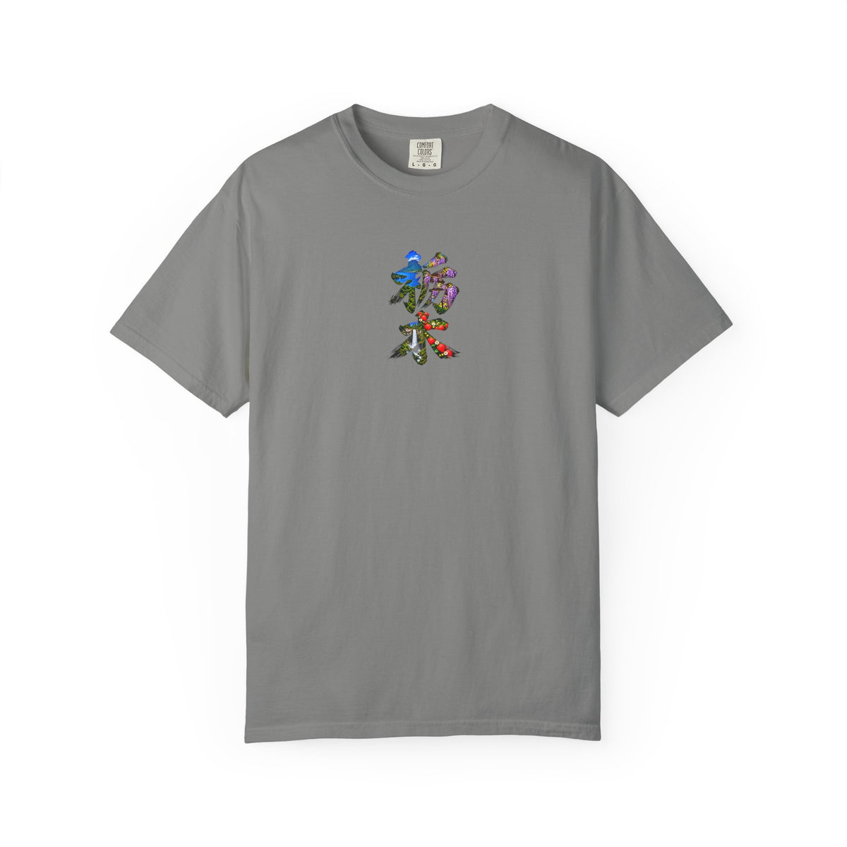 栃木 Tochigi Kanji Art T-Shirt | Mt. Nantai, Lake Chuzenji, Kegon Falls, Wisteria & Strawberry Design