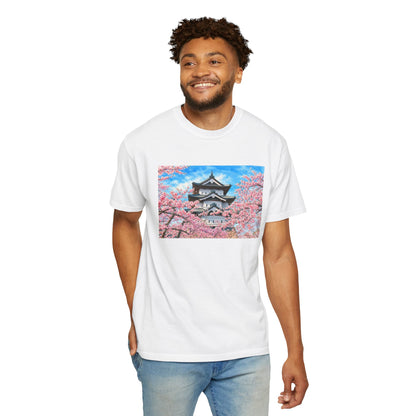弘前城と桜 Tシャツ｜日本の春風景｜ユニセックス コットンTシャツ