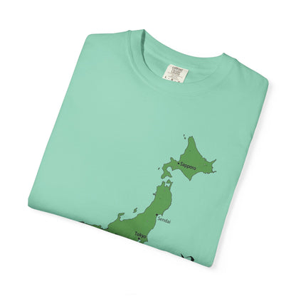 日本列島マップ Tシャツ｜主要都市入り｜Japan Map｜日本｜ユニセックス コットンTシャツ