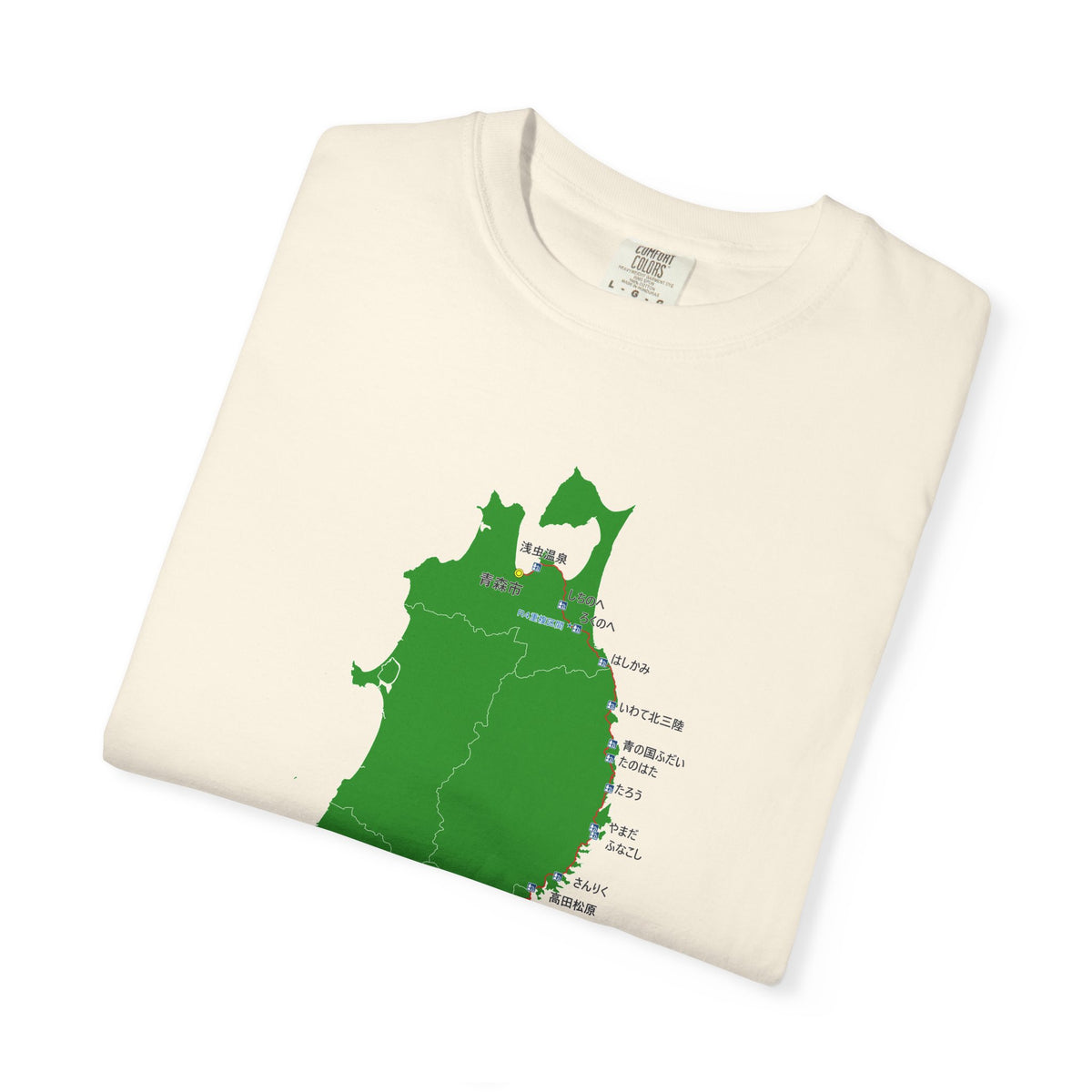 国道４５号線 仙台～青森ルートマップ Tシャツ｜ユニセックス コットンTシャツ