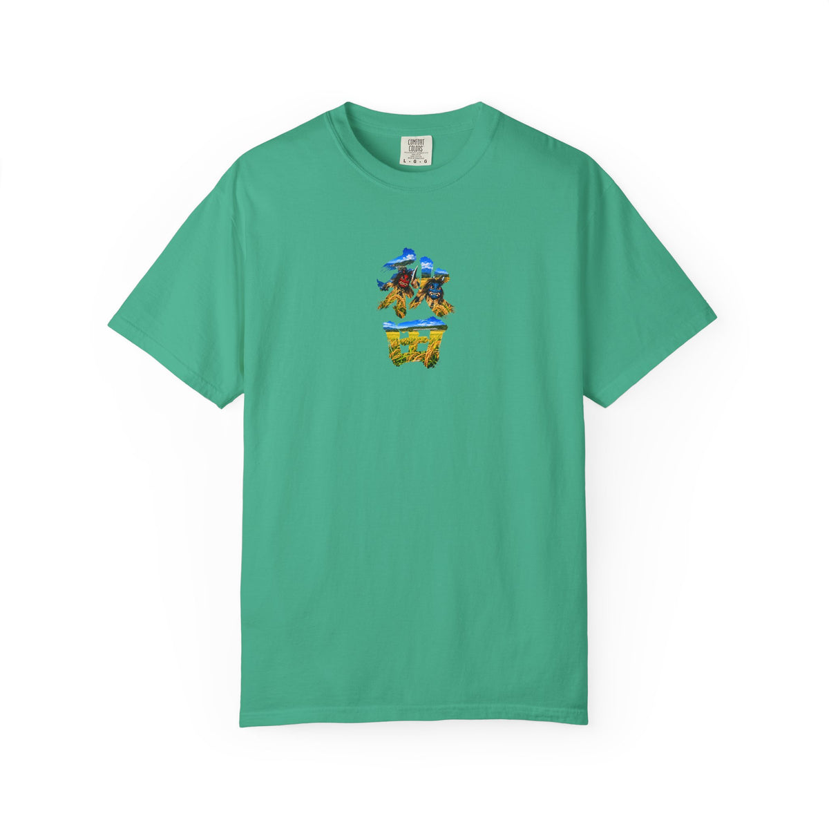 秋田　なまはげ　と　稲穂　毛筆Tシャツ｜男鹿半島・田んぼ風景デザイン