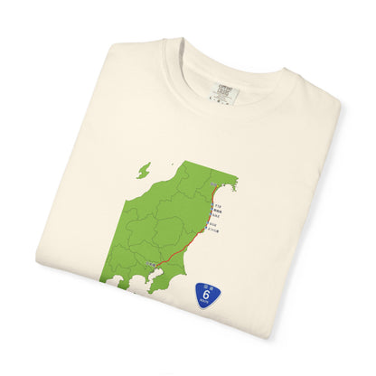 国道６号線 日本橋～仙台ルートマップ Tシャツ｜ユニセックス コットンTシャツ