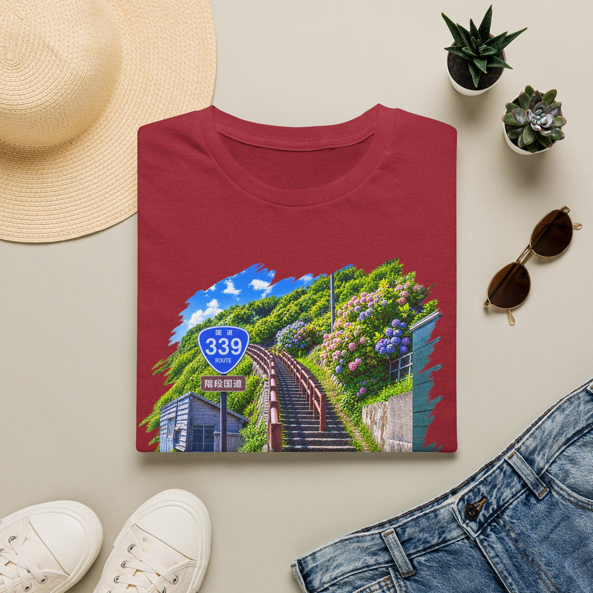 国道３３９号線　階段国道Tシャツ　 — 青森　道の駅４ヵ所ルートマップ