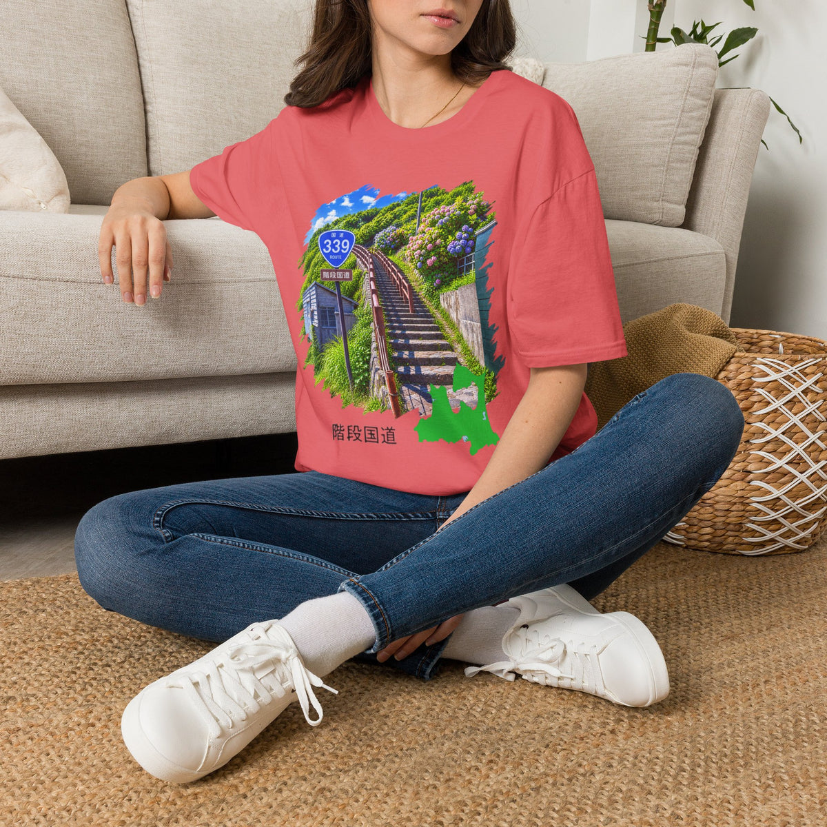 国道３３９号線　階段国道Tシャツ　 — 青森　道の駅４ヵ所ルートマップ