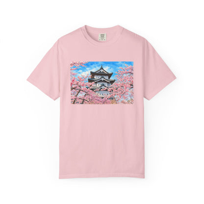 弘前城と桜 Tシャツ｜日本の春風景｜ユニセックス コットンTシャツ
