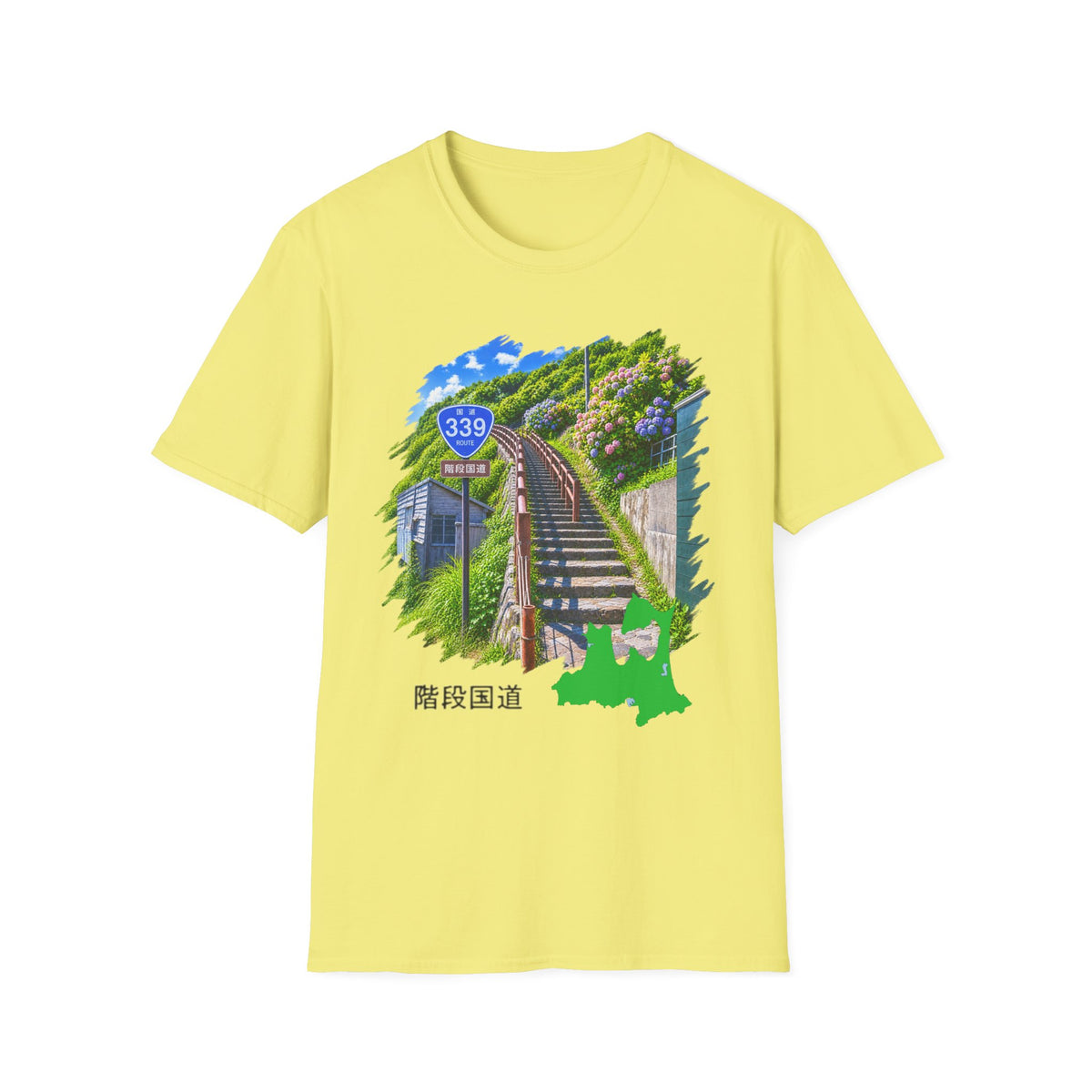 国道３３９号線　階段国道Tシャツ　 — 青森　道の駅４ヵ所ルートマップ