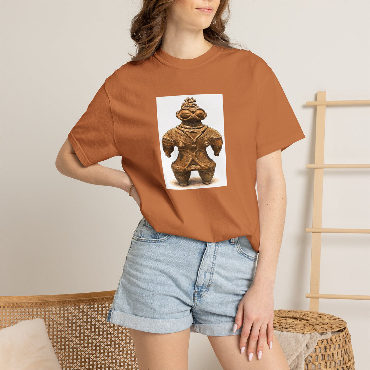 遮光器土偶 Tシャツ｜縄文文化デザイン｜ユニセックス コットンTシャツ