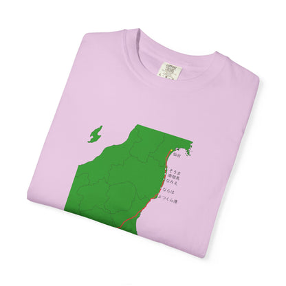 国道６号線 日本橋～仙台ルートマップ Tシャツ｜ユニセックス コットンTシャツ