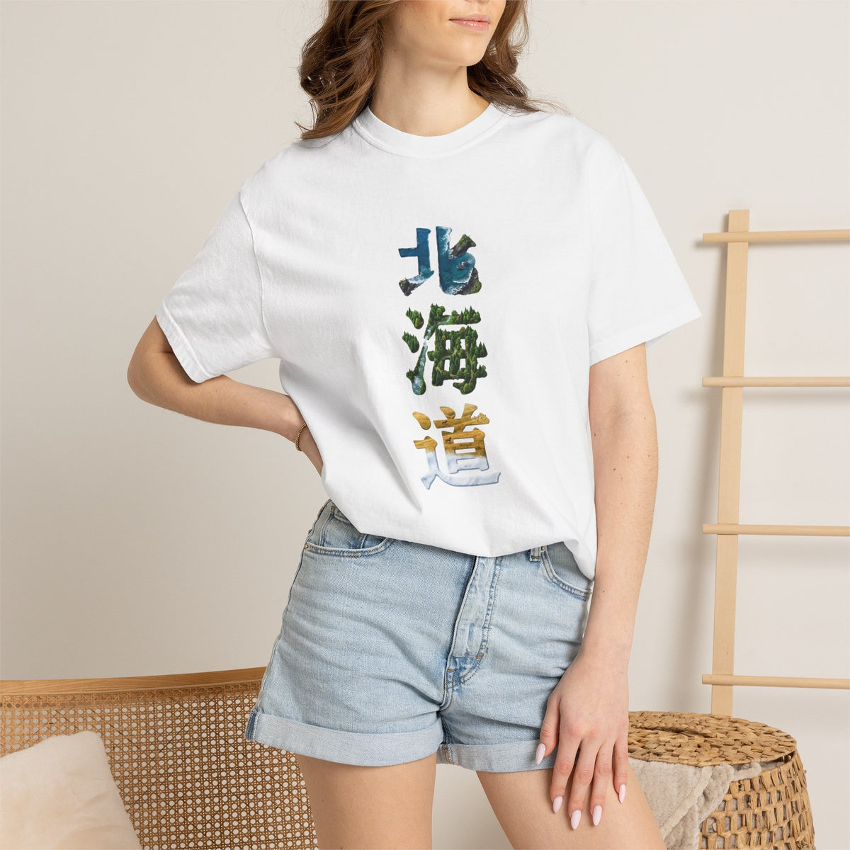 北海道 風景漢字 Tシャツ｜大自然アート｜ユニセックス コットンTシャツ
