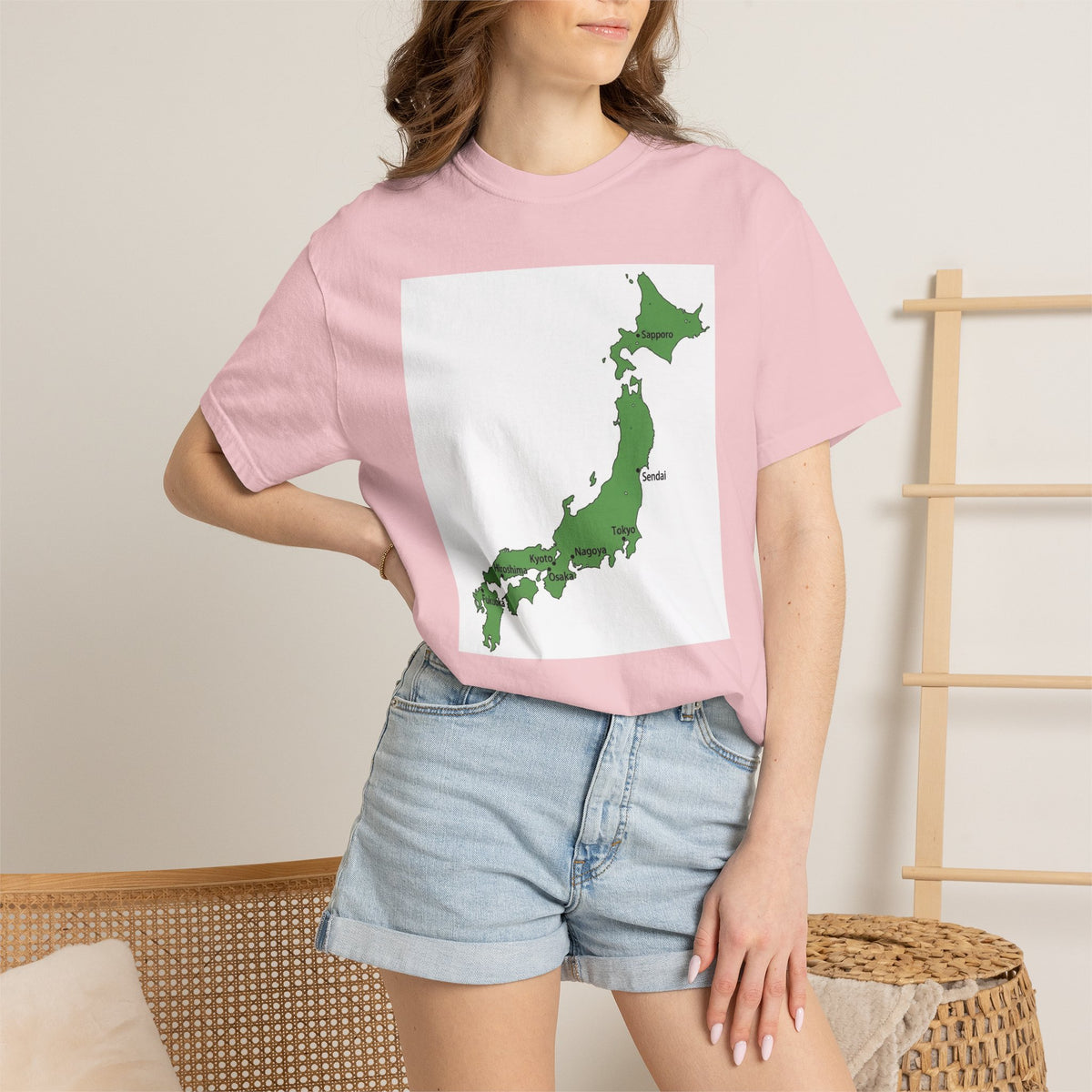 日本列島マップ Tシャツ｜主要都市入り｜Japan Map｜ユニセックス コットンTシャツ