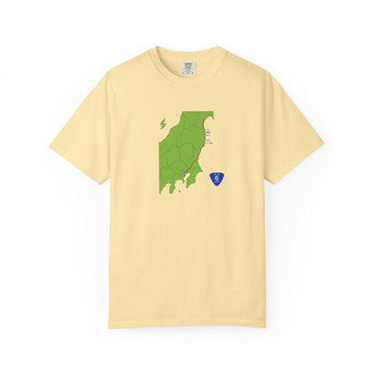 国道６号線 日本橋～仙台ルートマップ Tシャツ｜ユニセックス コットンTシャツ